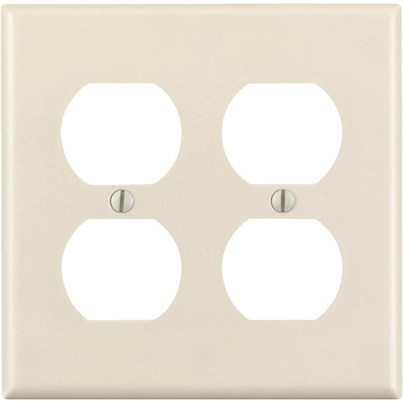 Leviton 2-Gang Smooth Plastic Outlet Wall Plate, Light Almond