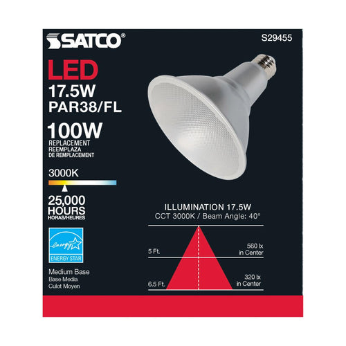 Satco S29455 Single 17.5 Watt Dimmable PAR38 Medium (E26) Led Bulb