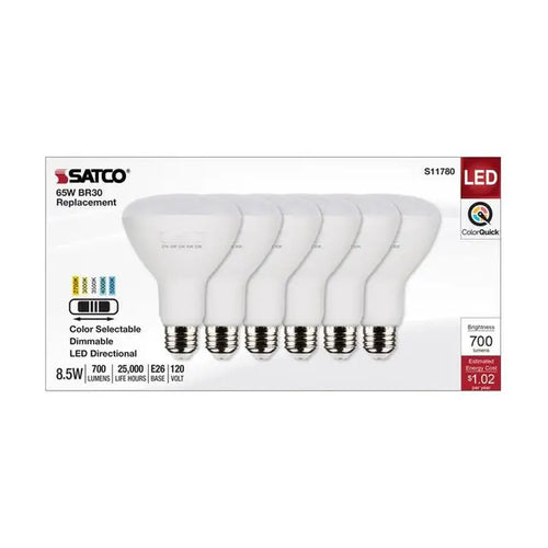 Satco S11780 8.5BR30/LED/5CCT/E26/120V/6PK