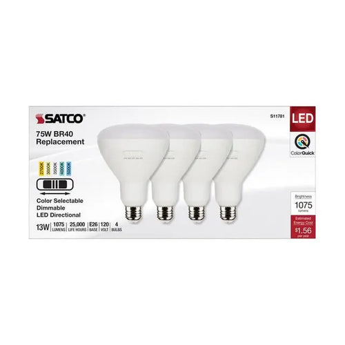 Satco S11781 13BR40/LED/5CCT/E26/120V/4PK
