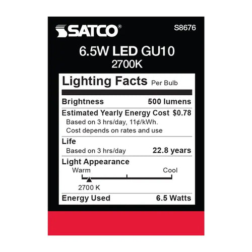 Satco S8676 6.5MR16/LED/25'/27K/120V/GU10