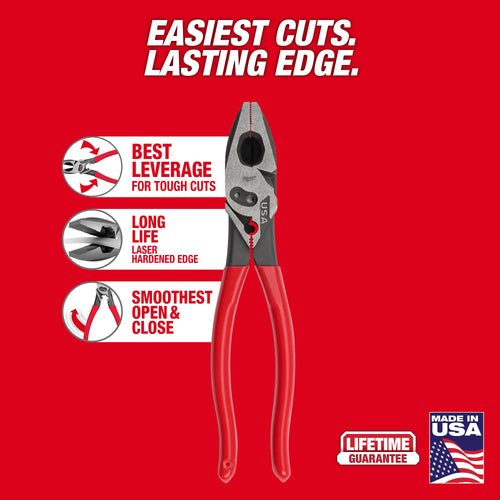 Milwaukee 9 Lineman's Dipped Grip Pliers w/ Crimper & Bolt Cutter (USA)