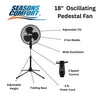 Seasons Comfort Seasons Comfort 18 Inch Oscillating Pedestal Fan, 3 Speeds, Adjustable Height