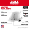 Milwaukee BOLT™ White Front Brim Vented Hard Hat w/4pt Ratcheting Suspension (USA) Type 1 Class C
