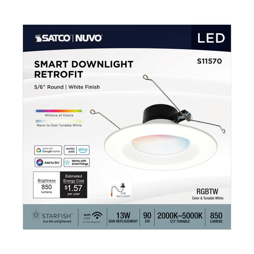 Satco Products S11570 13WLED/RDL/5-6/RGBTW/RND/WH