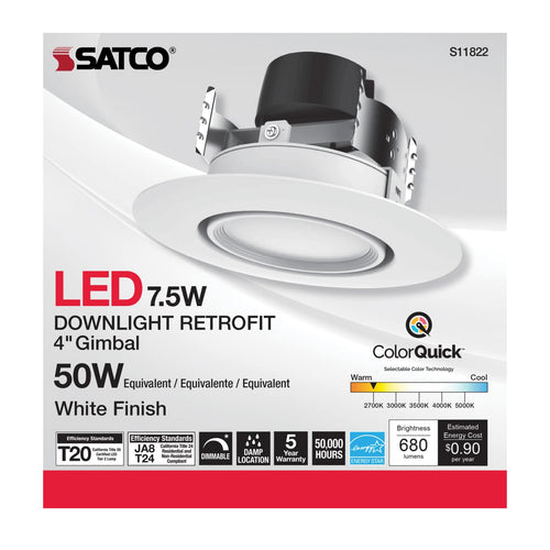 Satco Products S11822 7.5WLED/DIR/4/60'/CCT-SEL/120V