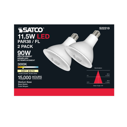 Satco Products S22219 11.5PAR38/LED/930/FL/120V/2PK