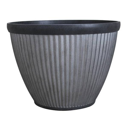 Southern Patio Westlake Resin Rustic Galvanized Round Pleated Planter