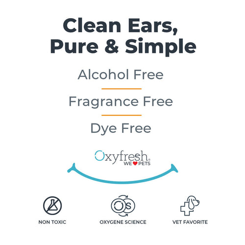 Oxyfresh Advanced Pet Ear Cleaner - Fastest Itch Relief & Squeaky Clean Ears