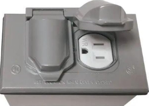 Southwire Single Gang White Horizontal Weatherproof Duplex Cover with Duplex Device & Single Gang Junction Box