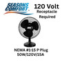 Seasons Comfort 16 Inch Oscillating Tabletop Fan, 3 Speeds, Adjustable Tilt - FTT16