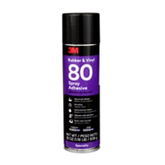 3M™ Rubber and Vinyl Spray Adhesive 80, Yellow, 24 fl oz Can (Net Wt 19 oz), 6/Case, NOT FOR SALE IN CA AND OTHER STATES