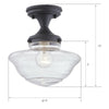 Design House  Schoolhouse Semi-Flush Mount Light, Black