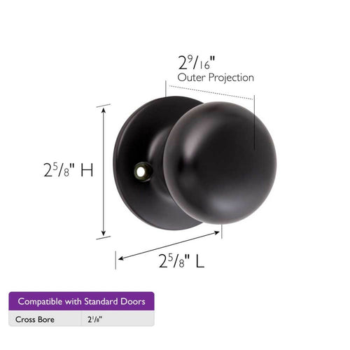 Design House Dummy Door Knob, Matte Black