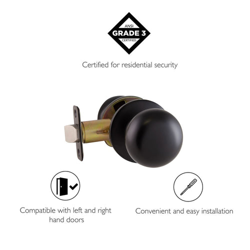 Design House Cambridge Passage Door Knob Matte Black