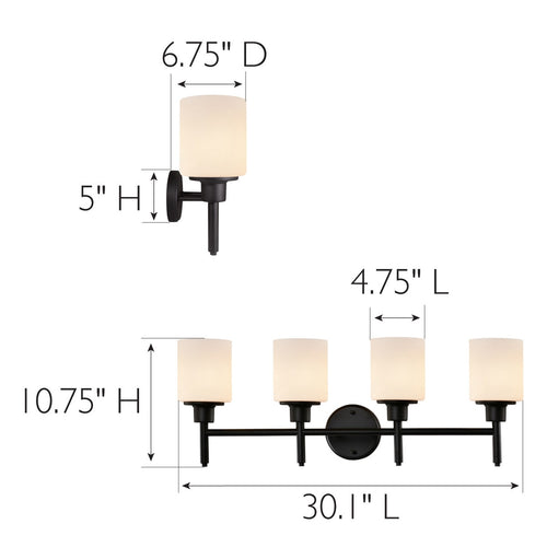 Design House Aubrey 4-Light Vanity Light Matte Black