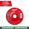 Milwaukee 4-1/2 x 1/4 x 7/8 Masonry Grinding Wheel - Type 27