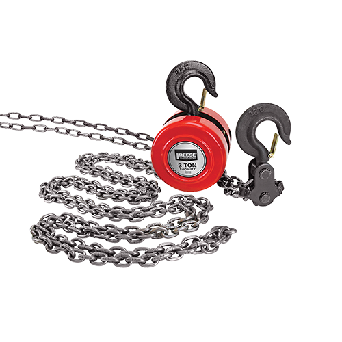 Reese Towpower Chain Hoist, 3 Ton Capacity, 10 Foot Lift Chain, 8.5 Foot Pull Chain