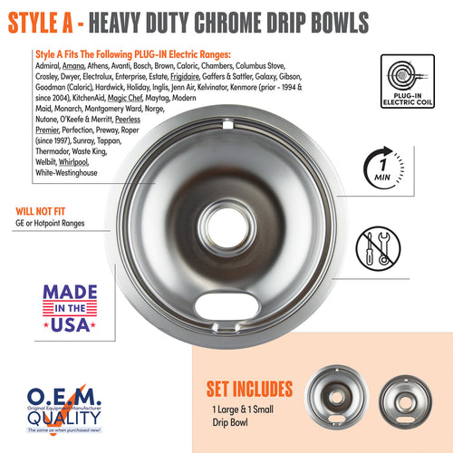 Range Kleen Style A Heavy Duty Chrome Drip Bowls