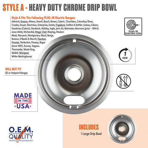 Range Kleen Style A Heavy Duty Chrome Drip Bowls