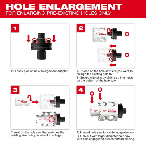 Milwaukee Hole Enlargement Thread Adapter for QUIK-LOK™ Arbors