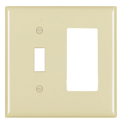 Legrand Pass & Seymour Combination Openings, 1 Toggle Switch and 1 Decorator, Two Gang