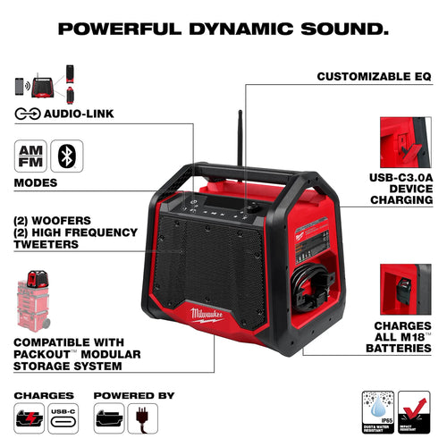 Milwaukee M18 Bluetooth® Jobsite Radio + Charger