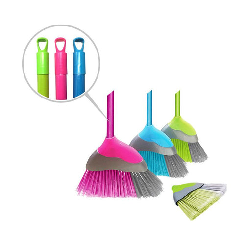 Power Clean Medium Angle Broom with 4' Handle - Assorted Cool Colors