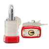 Premier Lock 1-1/4 Nickel Plated Laminated Steel Keyed Padlock with Vinyl Bumper and 2 Keys