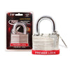 Premier Lock 2-5/8 Nickel Plated Laminated Steel Keyed Padlock with Vinyl Bumper and 2 Keys