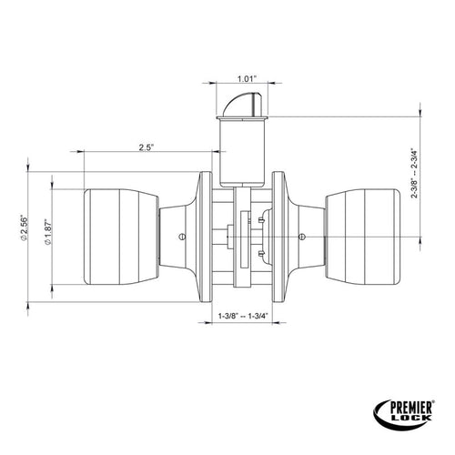 Premier Lock Solid Brass Keyed Entry Door Knob, Tubular With 2 KW1 Keys- Carded