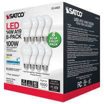Satco S14463 14A19/LED/850/ND/120V/8PK
