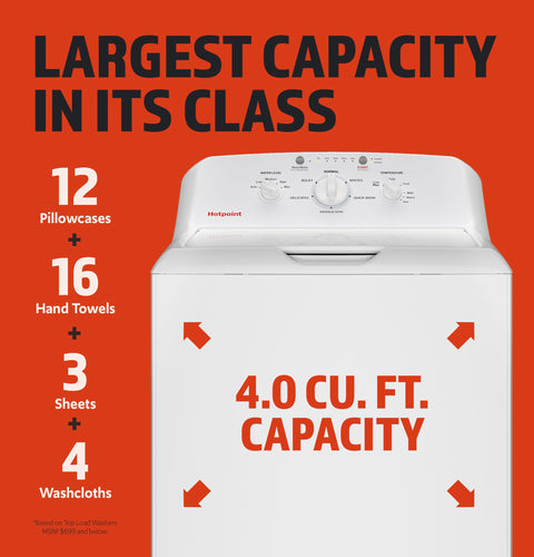 Hotpoint® 4.0 cu. ft. Capacity Washer with Stainless Steel Basket,Cold Plus and Water Level Control