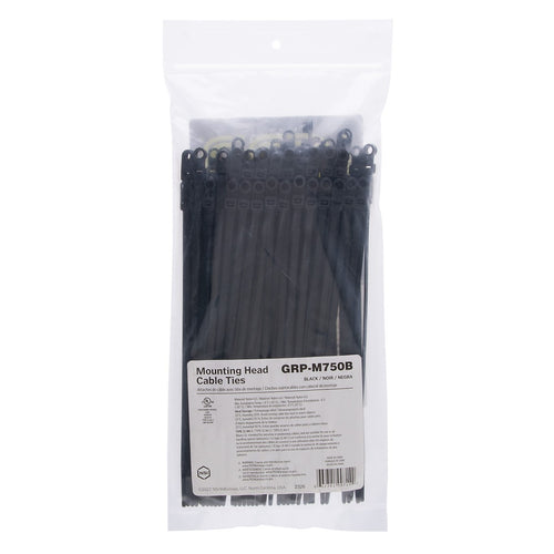 NSI Industries PowerGRP GRP-M750B Cable Ties 7.5 IN 50lb Mt Head BLK (100PK)
