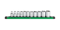 SK Tools 1/2 Drive, 11 Piece, 6 Point, SAE, Standard Chrome Socket Set