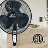 Proaira 18 Oscillating Pedestal Fan with Adjustable Tilt, 3 Speed Control, Black w/ Remote