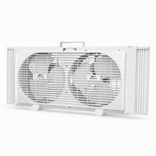 Proaira 9 Reversible Twin Window Fan, 2 Speed Control Extendable 22-1/4 to 33