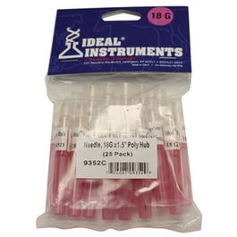 Livestock Injection Needles, Disposable, 1-1/2-In. Poly Hub, 18-Ga., 25-Pk.