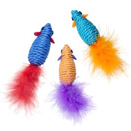 Boss Pet Park Blvd Sisal Mice Toys - 3 Per Pack