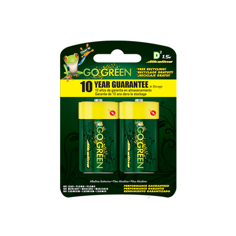 GoGreen Power® Alkaline Batteries D 2pk