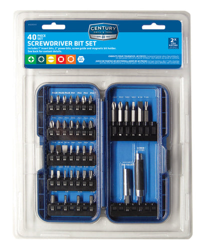 Century Drill And Tool 40 Piece S2 Screwdriving Bit Set