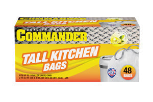 Commander 13 Gallon 0.7 MIL Tall Kitchen White Drawstring Trash Bags - 24