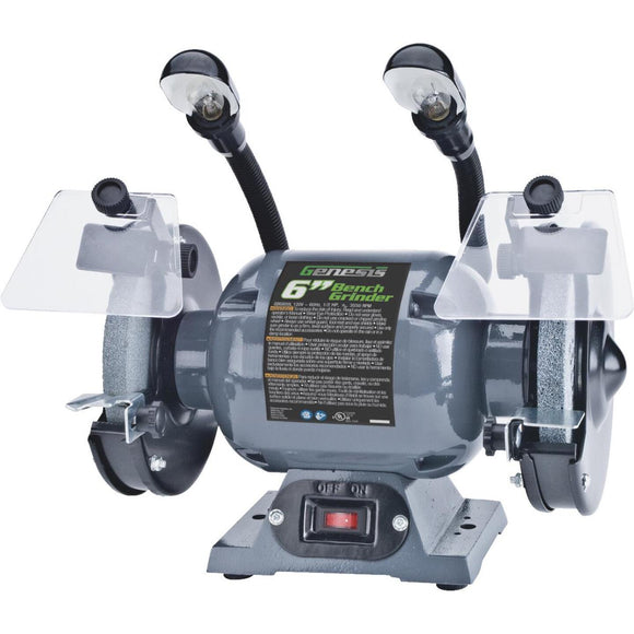 Genesis 6 In. 1/2 HP Bench Grinder with Lights