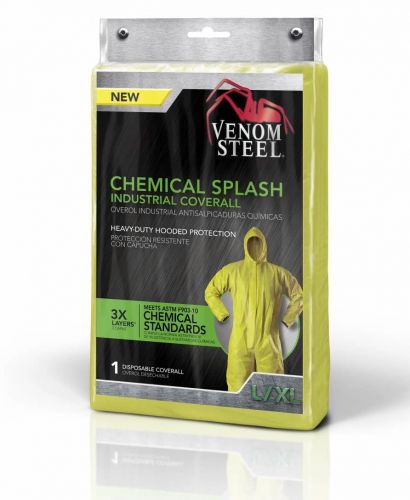 Medline Chemical Splash Industrial Coverall, Large/X-Large Yellow