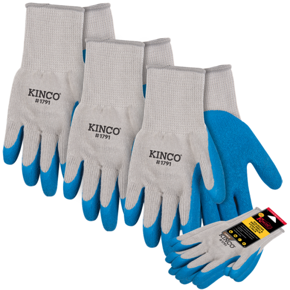 Kinco Polyester Knit Shell & Latex Palm Large Blue