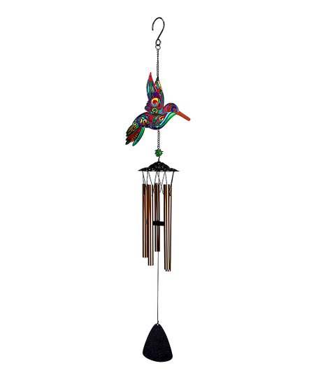 Red Carpet Studios Windchime Beautiful Metal and Glass 31-Inch Suncatcher Wind Chime with S-Hook, Hummingbird